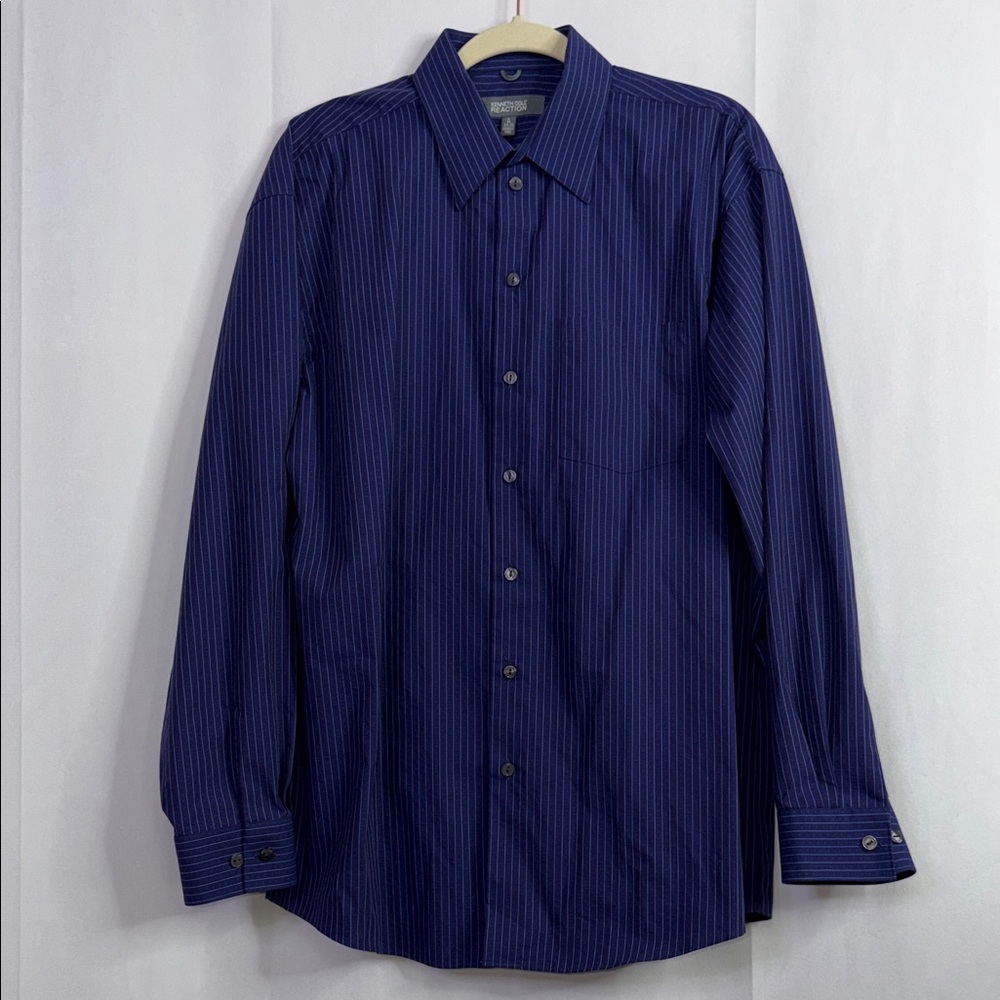 Kenneth Cole Long Sleeve Button Up Dress Shirt Men’s Pinstripe Wrinkle Free